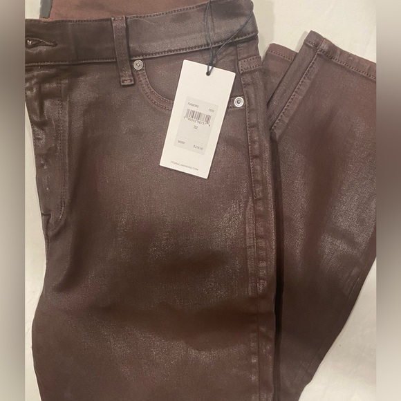 JEANS NEW 7 FOR ALL MANKIND High Waist Ankle Super Skinny Chocolate Sz 32 - Picture 6 of 7